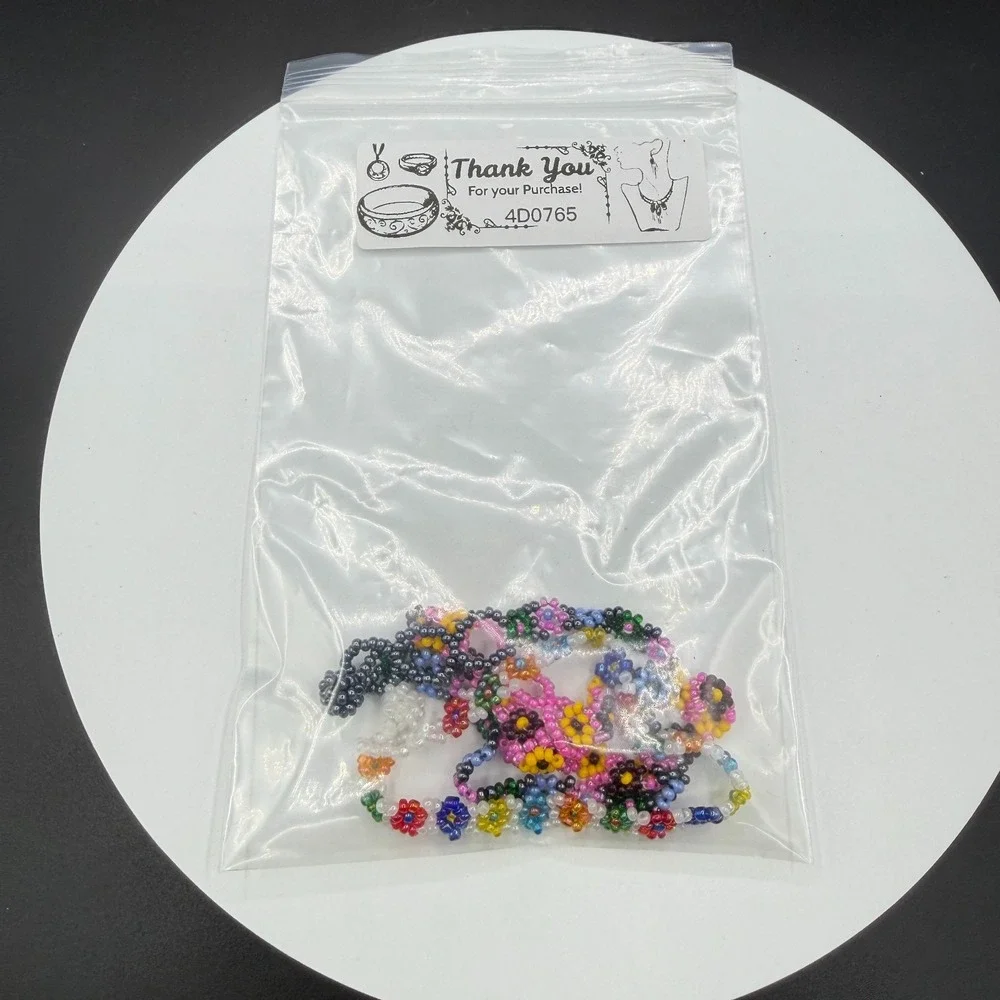 3Pc Colorful Handmade Seed Bead Floral Bracelets Daisy Friendship Jewelry Set